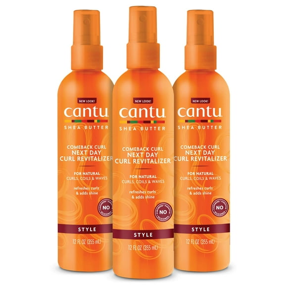 Cantu Comeback Curl Next Day Curl Revitalizer for Natural Hair with Pure Shea Butter, 12 fl oz (Pack of 3) (Packaging May Vary)