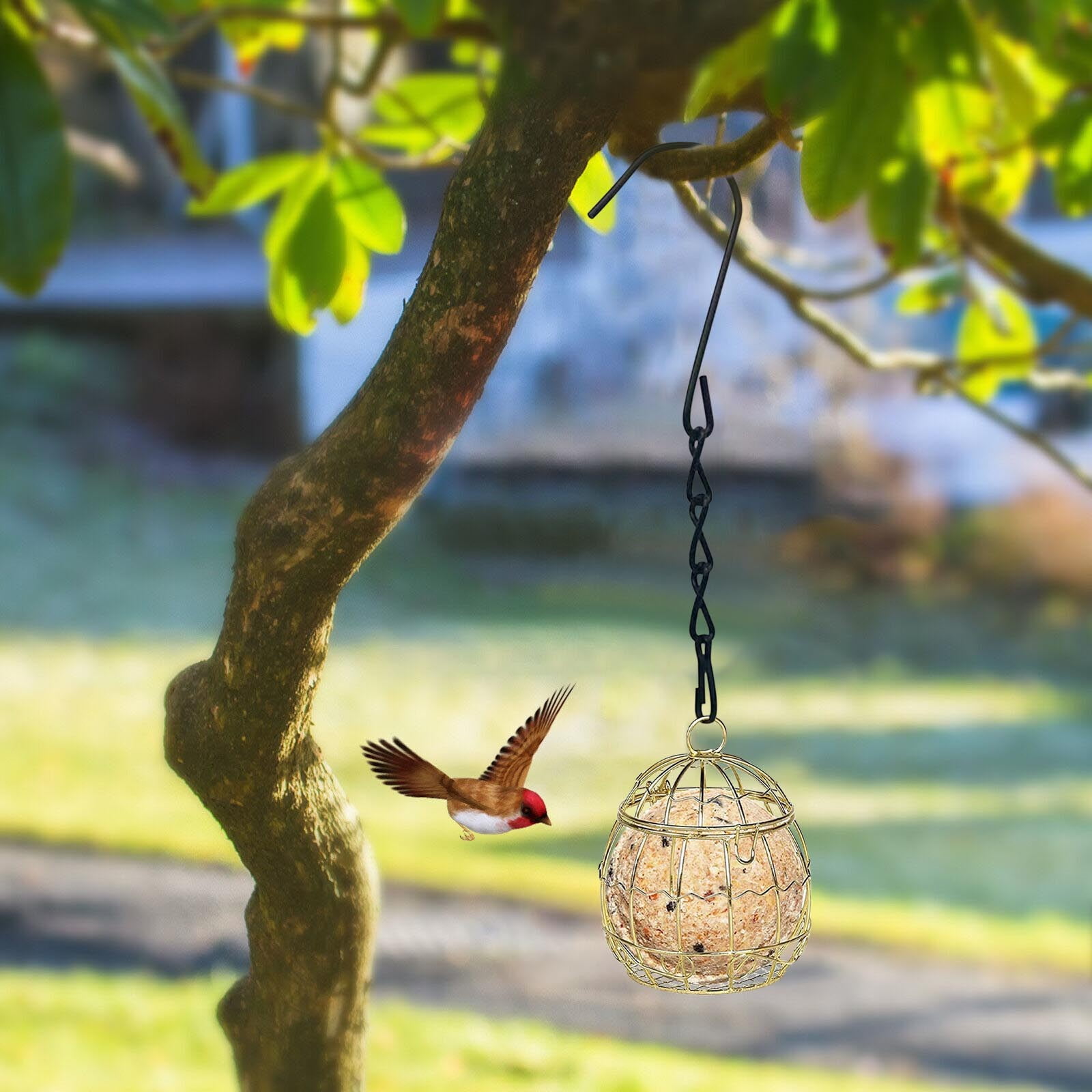 Hanging Birdcage Feeder 8 Pack, Metal Outdoor Bird Feeder, Bulk Spring Style for Garden Yard Patio Wild Bird Feeding