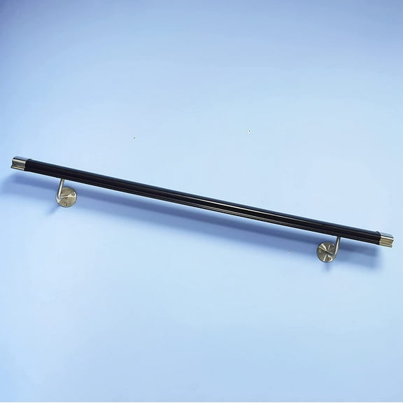 ATT Hardware Luxury Wall Mount Handrail,Indoor Stair Railing, PVC, Black, 8FT