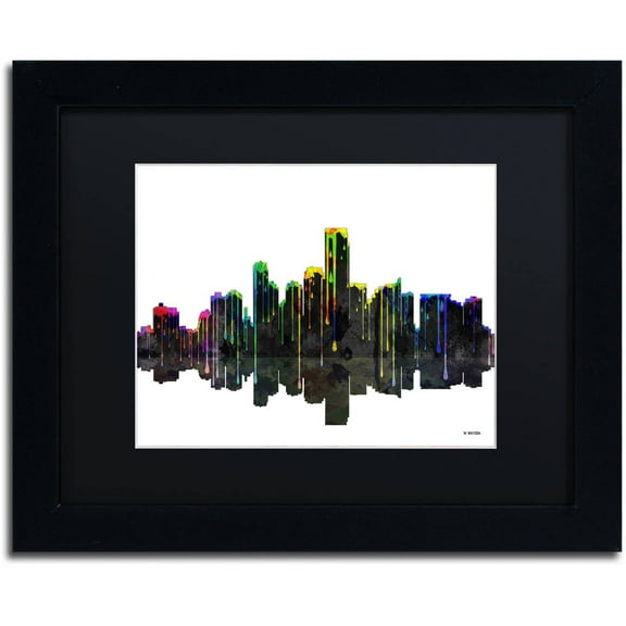 Trademark Fine Art "Jersey City New Jersey Skyline II" Canvas Art by Marlene Watson Black Mat, Black Frame