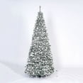thumbnail image 1 of B Folding Retractable Floor Standing Christmas Tree With Lights For Holiday Home Decor With Green Flocked Branches And Easy Setup Design 59.06 Inches Height 6.61 Pounds, 1 of 3