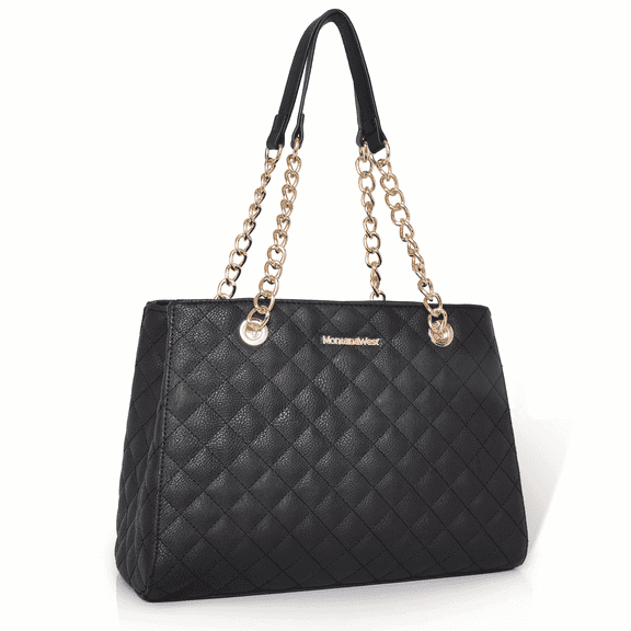 Montana West MEDIUM Chain Shoulder Bag for Women Hobo Handbags Tote Purse, Black