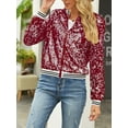 thumbnail image 3 of Sunisery Womens Sequin Jackets Sparkle Long Sleeve Zipper Bomber Jacket Lightweight Casual Party Glitter Blazer S-XXL, 3 of 5