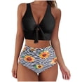 thumbnail image 2 of ICHUANYI Clearance Women Sunflower Print Bikini Set Push Up Bathing Swimwear High Waist Swimsuit(Black, M) Ichuanyi Ichuanyi, 2 of 9