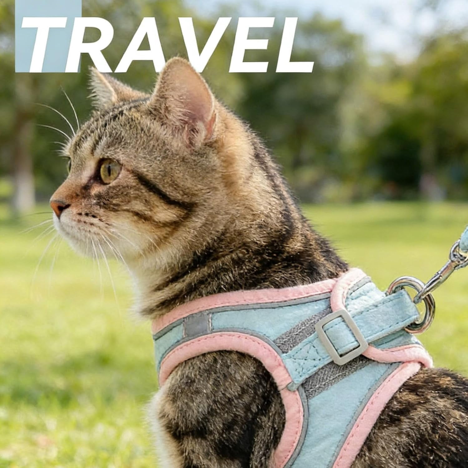 Escape-Proof Vest Style Cat Harness and Leash, Adjustable Step-in Cat Harness for Walking, Easy Wear Outdoor Harness for Small Medium Cats