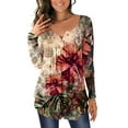thumbnail image 1 of ESSSUT Hauts pour Femmes Liquidation Hauts Décontractés pour Femmes Cache Ventre Manches Longues T - Mignon Tunique Fluide Blouses Kaki L, 1 of 7