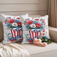 thumbnail image 2 of Independence Day Pillow Covers 2 Pack U.S. Flag Themed Cartoon Boots Flowers Wood Grain Pillowcase Waterproof Outdoor Throw Pillow Cover for Patio Garden Square Cushion 16”x16”, 2 of 9