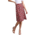 thumbnail image 3 of INSPIRE CHIC Women's Floral High Waist Flowy A-Line Split Ruffle Knee Length Skirts M Dark Red, 3 of 6
