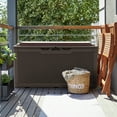 thumbnail image 3 of Devoko 105 Gallon Resin Deck Box Outdoor Lockable Storage Bench with Cushions Waterproof Storage Box,Dark Brown, 3 of 7