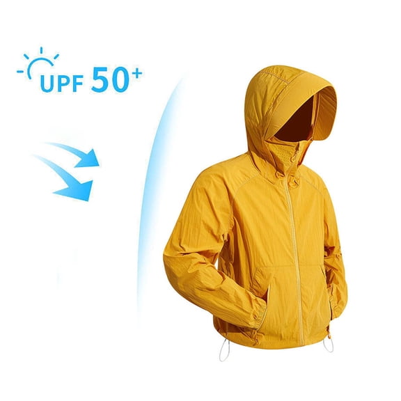 Yaoyar Mens UPF 50 Sun Solid Color Outdoor Sunscreen Climb Sport Run Pocket Zipper Lightweight Hoodie Shirts Long Sleeve Fishing Shirts