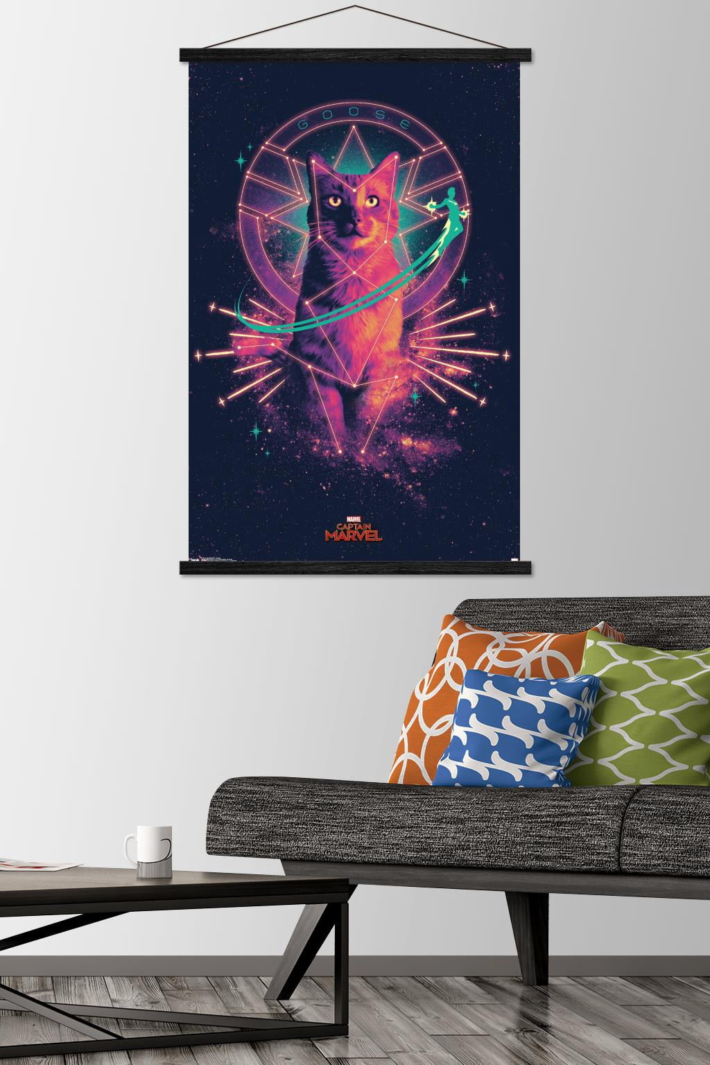 Marvel Cinematic Universe - Captain Marvel - Goose Wall Poster with Wooden Magnetic Frame, 22.375" x 34"
