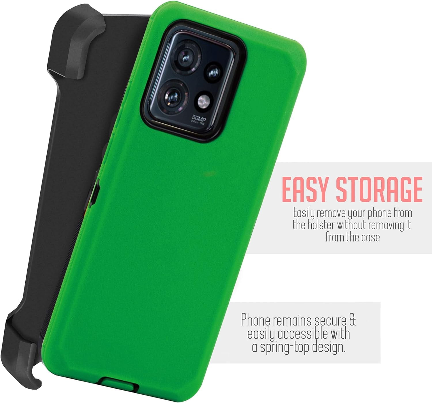 ThousandGear Compatible for Motorola Moto Edge 2023/Edge 40 Case with Clip Belt Holster, Heavy Duty Military Grade Drop Protective Case (Green) & Fast Wall Charger Kit