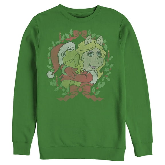 Men's The Muppets Kermy and Piggy Sweatshirt Kelly Green Medium