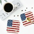 thumbnail image 4 of Disketp Vintage American Flag Funny Coasters,4 Pcs Leather Coasters with Holder, Perfect Housewarming Hostess Gifts,Protect Furniture from Water Marks Scratch and Damage-Square, 4 of 6