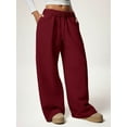 thumbnail image 4 of Women'S Wide Leg Sweatpants High Waisted Baggy Interior Drawstring Sweatpants Straight Leg Sweat Pants Red M, 4 of 9