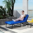thumbnail image 2 of Outsunny Chaise Longue Pliante avec Coussin, Chaise de Bronzage Inclinable, Bleu, 2 of 10