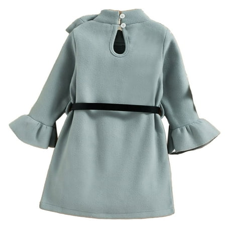 

Jacenvly Christmas Dress for Girls Clearance Comfort Warmth Long Sleeve Shift Dress Loose Cute Light Blue Elegant Dress Bow Flared Sleeves with Belt Elegant Lady Dress for 4-7 Years Old Blue