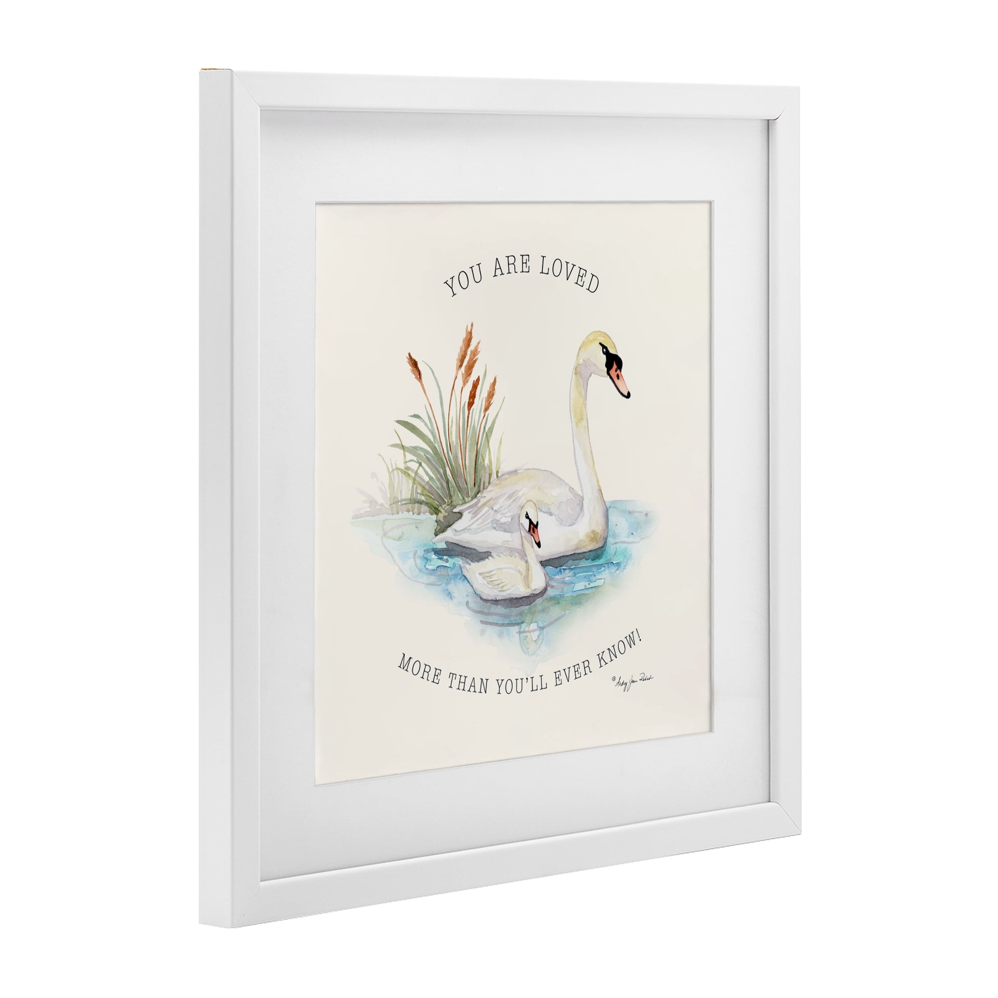 Stupell Industries More Than You Know Swans White Framed Print Under Glass, design by Audrey Jeanne Roberts
