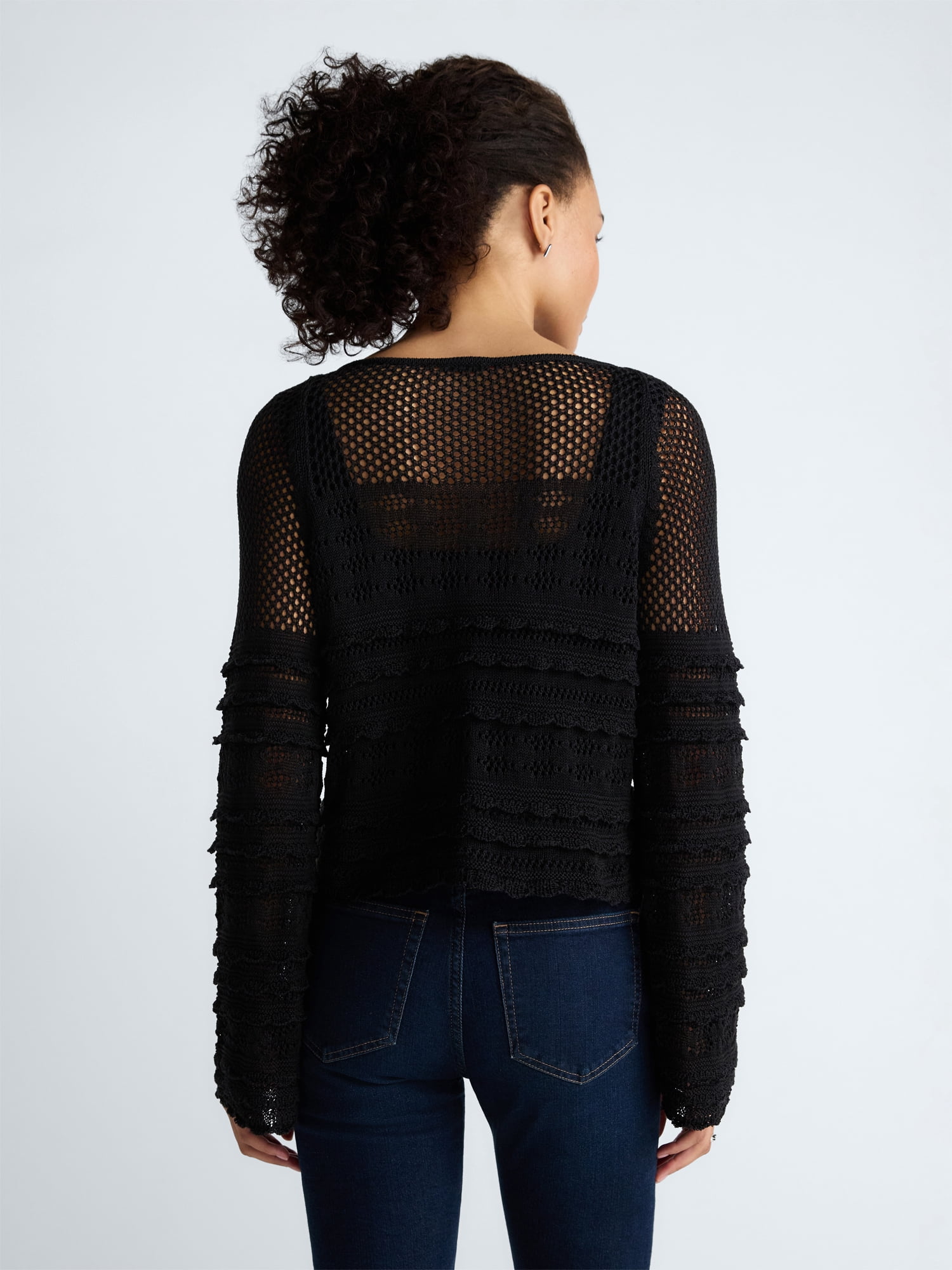 Scoop Women's and Women's Plus Stitch Mix Button Front Cardigan, Sizes XS-4X