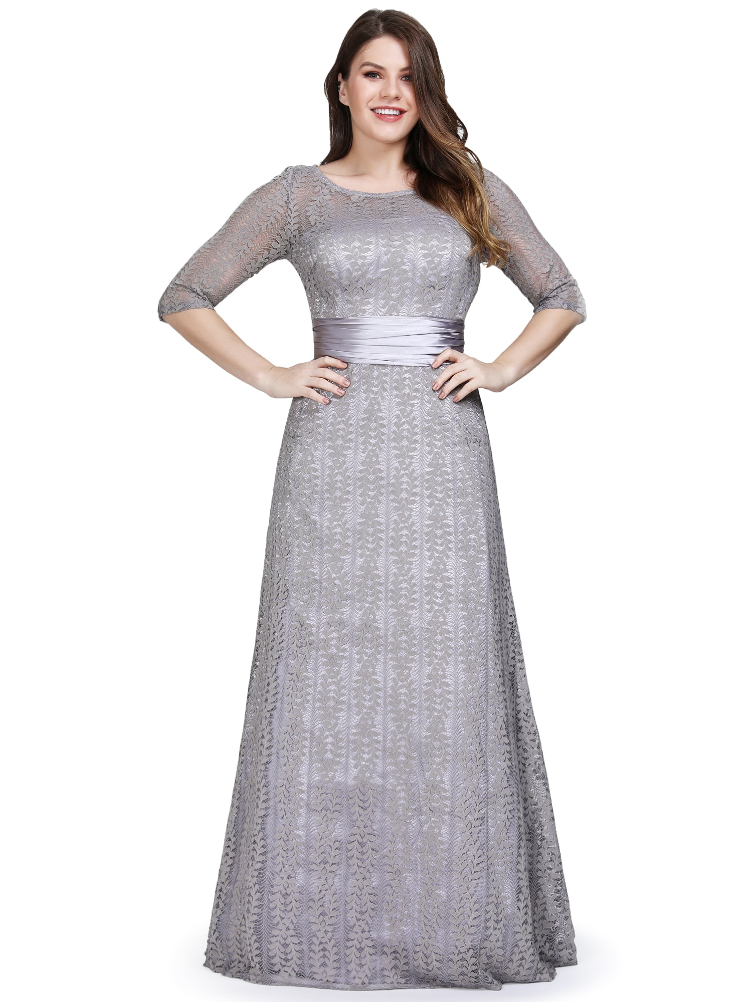 Mother of The Bride Dresses Half Sleeve Lace Formal Evening Dress Plus Size 