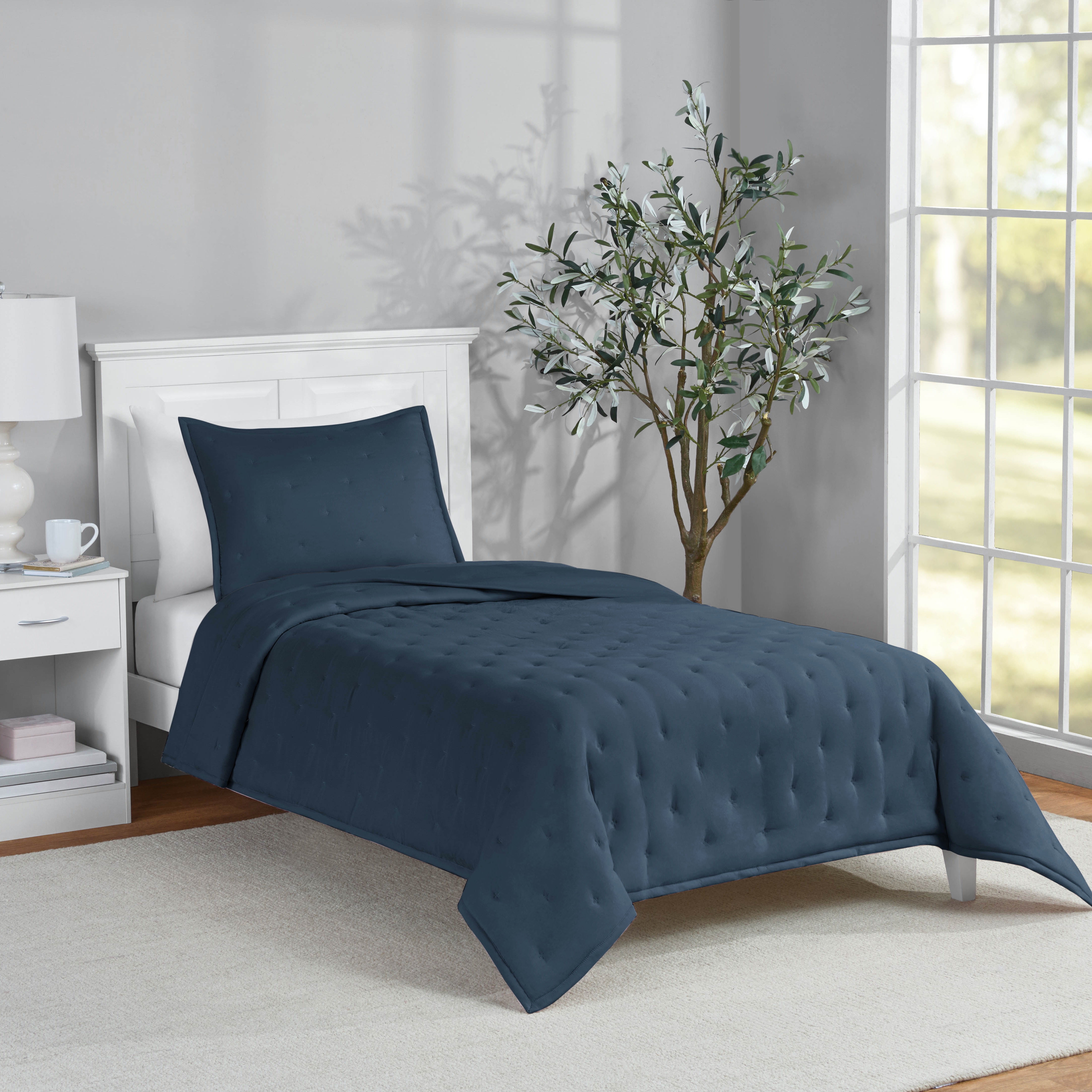 Mainstays 2-Piece Comforter Set, Washed Indigo, Twin, Twin