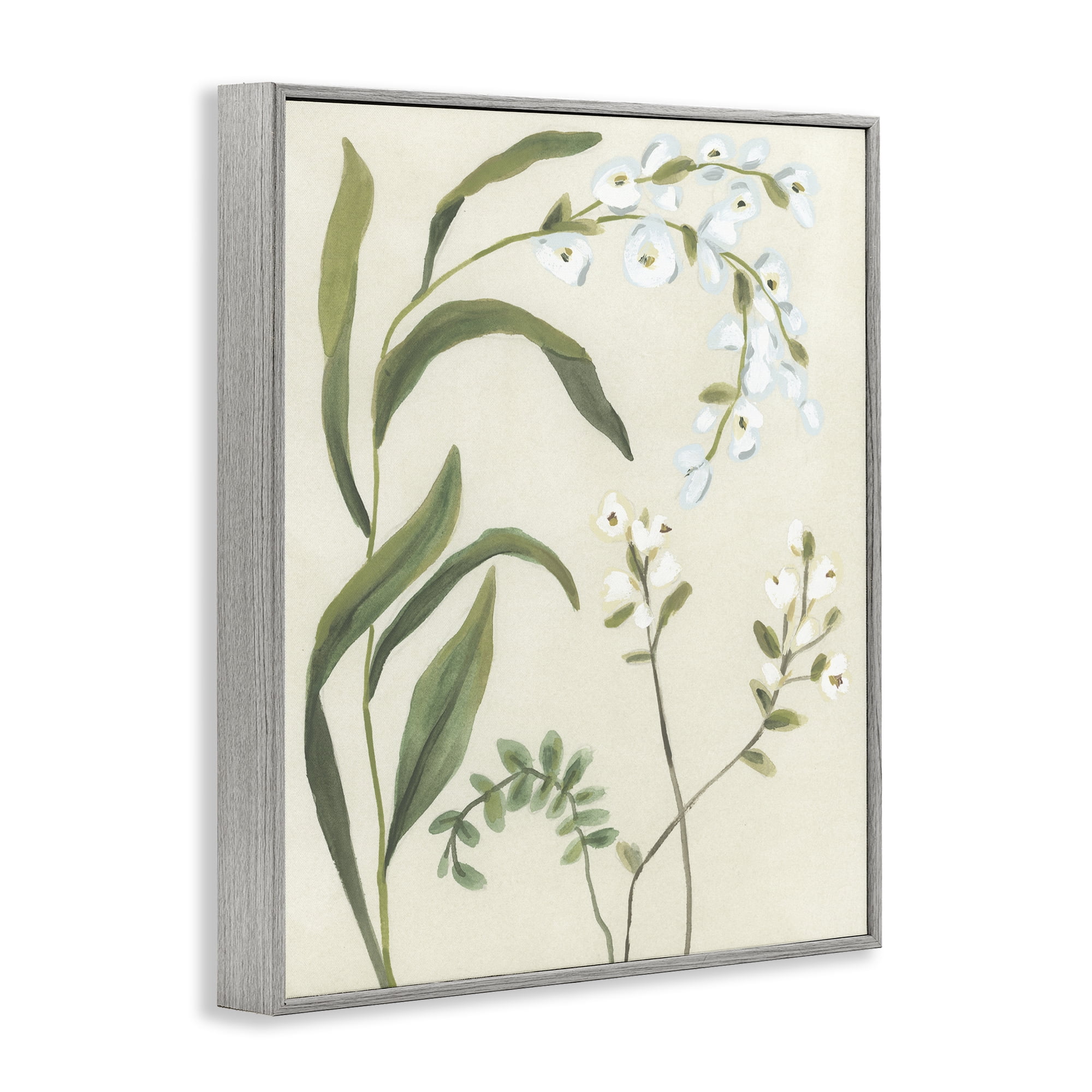 Stupell Industries Soft Snowdrop Stems Gray Framed Giclee Art, design by June Erica Vess