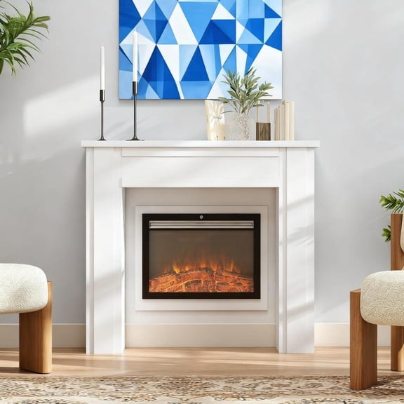 Freestanding Fireplace Mantel with Legs - 1PCS Surround for Electric Fireplaces Stylish Accent for Living Room