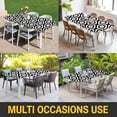 thumbnail image 5 of Black White Geometric Table Cloths for 8 Foot Rectangle Tables, Modern Abstract Art Patio Waterproof Elastic Fitted Tablecloths, Washable Rectangular Table Cover for Camping, 5 of 8