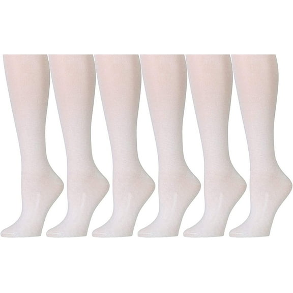 Yacht & Smith 6 Pairs of Girls Knee High Socks, Flat Knit, School Socks
