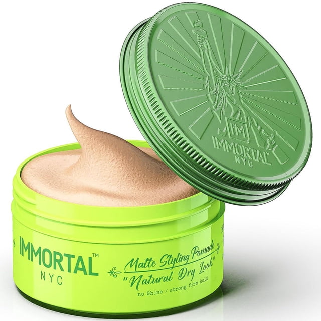 Cera para el cabello de aspecto seco natural Immortal NYC - 8 de 9 con capacidad de retención Acabado mate - Cera para el cabello natural a base de agua para hombres - Sin residuos para todo tipo de