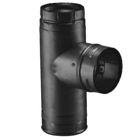 3 in. Dia. Pellet Vent Pro Black Single Tee with Clean-Out Tee Cap