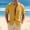 Yellow, variant on Men's Solid Color Short Sleeve Stand Collar Button Cardigan, Casual Beach Shirt, Lightweight Crinkle Fabric Top for Resort Wear, Vacation and Warm Weather Outings White L