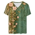 thumbnail image 5 of ZQUUVOU Women's Plus Size Tops V-Neck Short Sleeved Print T-Shirt Olive Green (M), 5 of 5