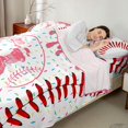 thumbnail image 4 of Erosebridal Pink Dripping Baseball Stitch & Batter Silhouette Graphic Full Size Sheets 4-Piece, Baseball Graphic Bed Sheets for Girls Kids,Lightweight Room Decor, 4 of 5