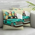 thumbnail image 3 of JRXY Hello Easter Bunny Eggs Truck Decorative Throw Pillow Covers, Spring Welcome Peeps Retro Porch Outdoor Home Decor, Floral Farmhouse Stripes Holiday Sofa Couch Cushion Case White, 3 of 5