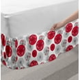 thumbnail image 2 of Umbrella Bed Skirt, Japanese Art Pattern with Circular Style Floral Ornamental Objects, Elastic Bedskirt Dust Ruffle Wrap Around for Bedding Decor, 4 Sizes, Dark Pink Grey and White, by Ambesonne, 2 of 2