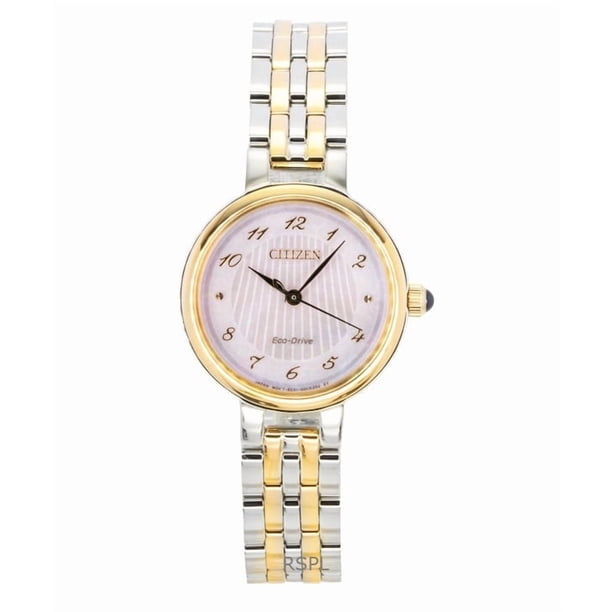 Citizen Reloj L Classic Eco-Drive EM0996-84Y para Mujer, Acero Inoxidable Bicolor, Esfera de Nácar