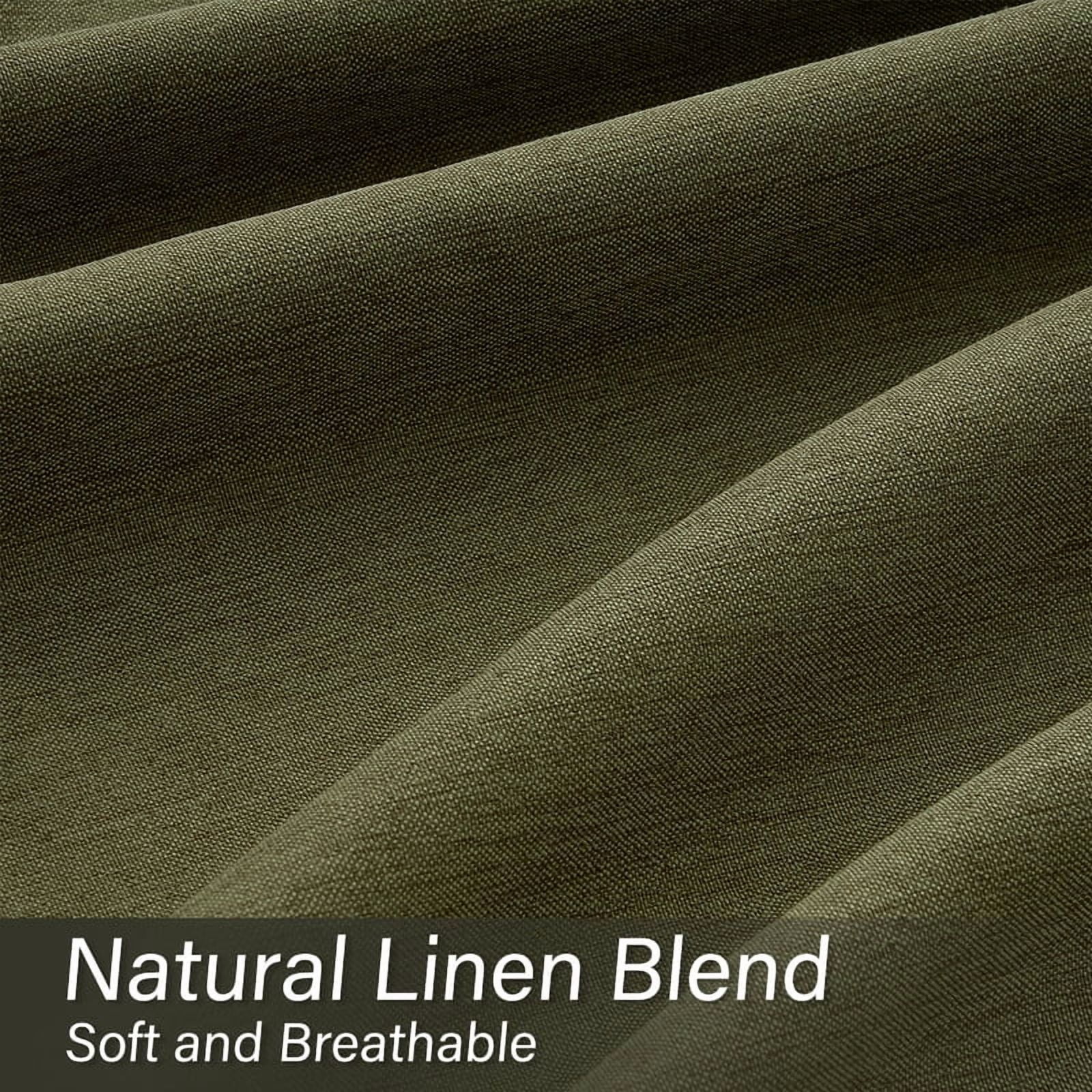 Topfinel Light Filtering Curtains Natural Pinch Pleated Drapes Back Tab Pinch Pleat Hooks Rings Window Treatments for Living Room Bedroom, Green, 40x96 inch, 2 Panels