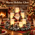 thumbnail image 2 of Santa Claus Christmas Lighted Centerpiece with Flameless Candle Glow, Christmas Decoration with Frosted Greenery, Red Berries & Pinecones, Perfect for Home Tabletop & Holiday Gift, 10.6" x 11.8", 2 of 7