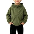 thumbnail image 6 of Children Padded Jackets Girls Dqueduo Boys' Hooded Windbreaker Zip Up Casual Outdoor Jacket Coat With Pockets Army Green 2-3 Years, 6 of 7