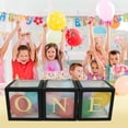 thumbnail image 2 of 3Pack 1st Birthday Decorations White Transparent Balloon Box O N E Balloon Box Lightweight Cube Party Balloon Case Paper Balloons Container for First Birthday Baby Shower Backdrop, 2 of 6