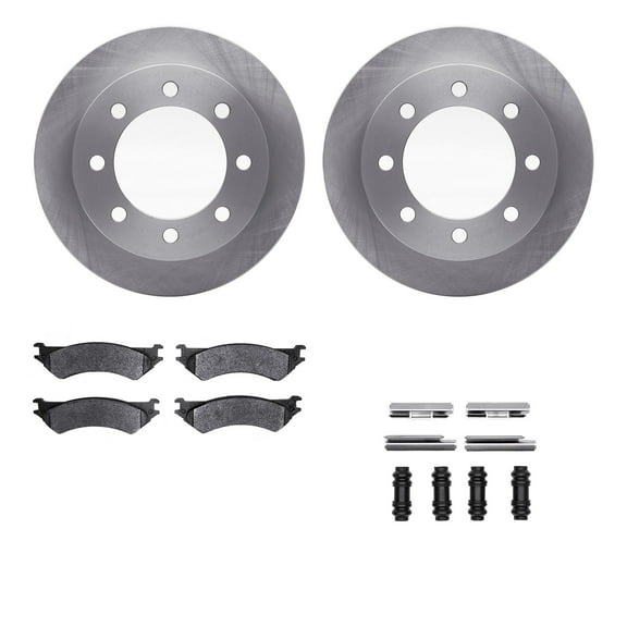 Dynamic Friction Company Rear Brake Rotors with Ultimate Duty Performance Brake Pads includes Hardware 6412-54158