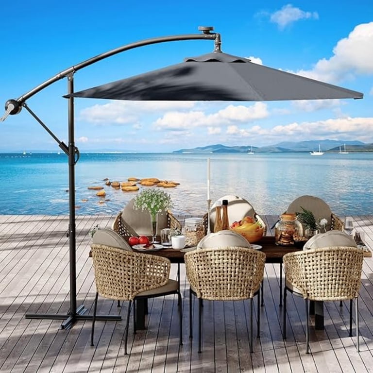 heavy duty outdoor patio umbrella for windy resistant Kozyard 15 FT Rectangular Double-Sided with Solar Light – Kozyard LLC bringing a magnificent focal point for any situation 12 ft. Rectangle Outdoor Patio