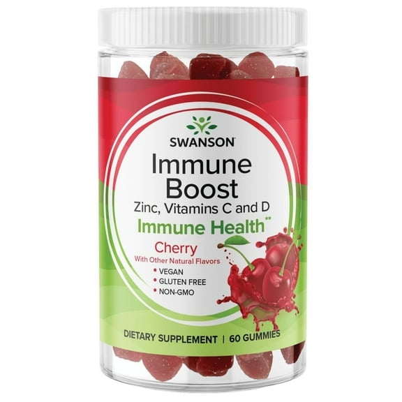 Swanson Immune Boost Gummies with Zinc, Vitamins C and D - Cherry 60 Gummies