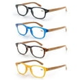 thumbnail image 1 of MODFANS Paquete de 4 gafas de lectura 3.5 Bisagras de resorte con apariencia de madera a la moda Lectores elegantes Hombres Mujeres, 1 of 1