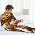 thumbnail image 6 of Picia Cartoon Cheetah With Attitude Pattern Men’s Long-Sleeve Sleepwear Set - Soft 2-Piece Loungewear with Pockets, Comfy PJs for Relaxing Nights-Small, 6 of 7