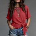 thumbnail image 2 of Ahabrexf Short Sleeve T Shirts for Women Loose Fit Round Neck Casual Pullover Top Daily Wear, 2 of 8