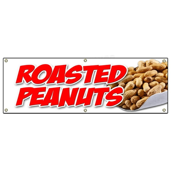 72" ROASTED PEANUTS BANNER SIGN fresh hot salted jumbo nut nuts boiled georgia
