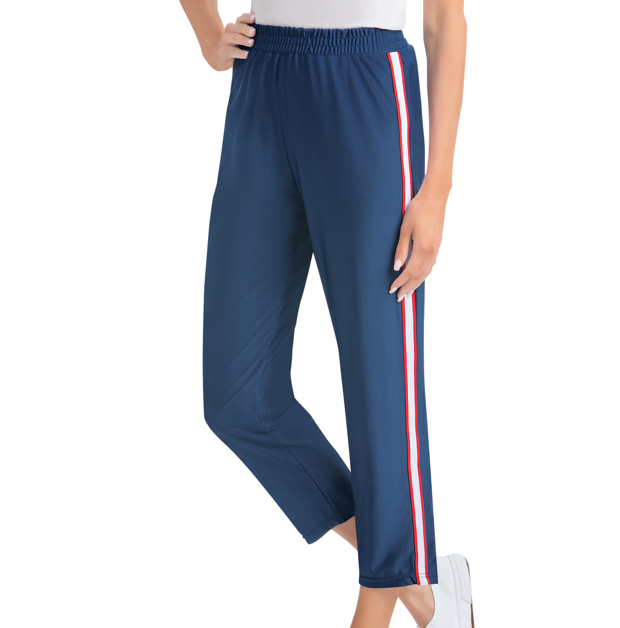 Collections Etc Sporty Vertical Side Stripe Pull-On Knit Leggings - Walmart .com