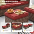 thumbnail image 6 of ELPOSUN Patio Furniture Sets, 5 Pieces Outdoor Patio Sectional Sofa Set, All-Weather Wicker Rattan Outdoor Conversation Set with Ottoman Thick Wine Red Cushions for Poolside, Backyard, 6 of 7